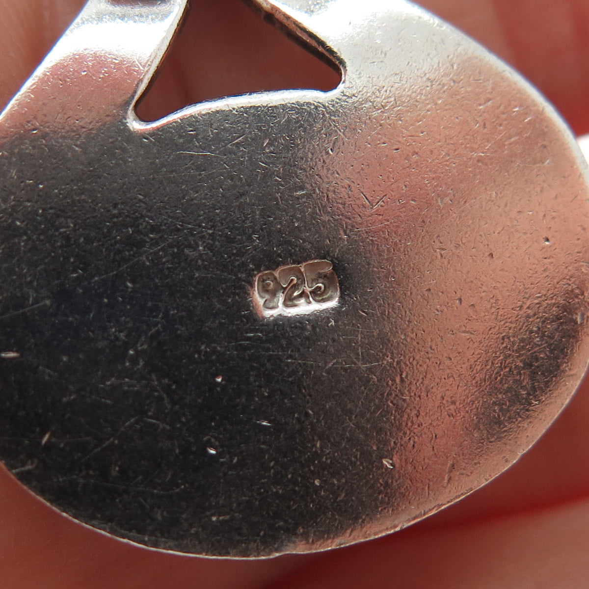 925 Sterling Silver Vintage Optic Fiber Cat's Eye Modernist Slide Charm Pendant