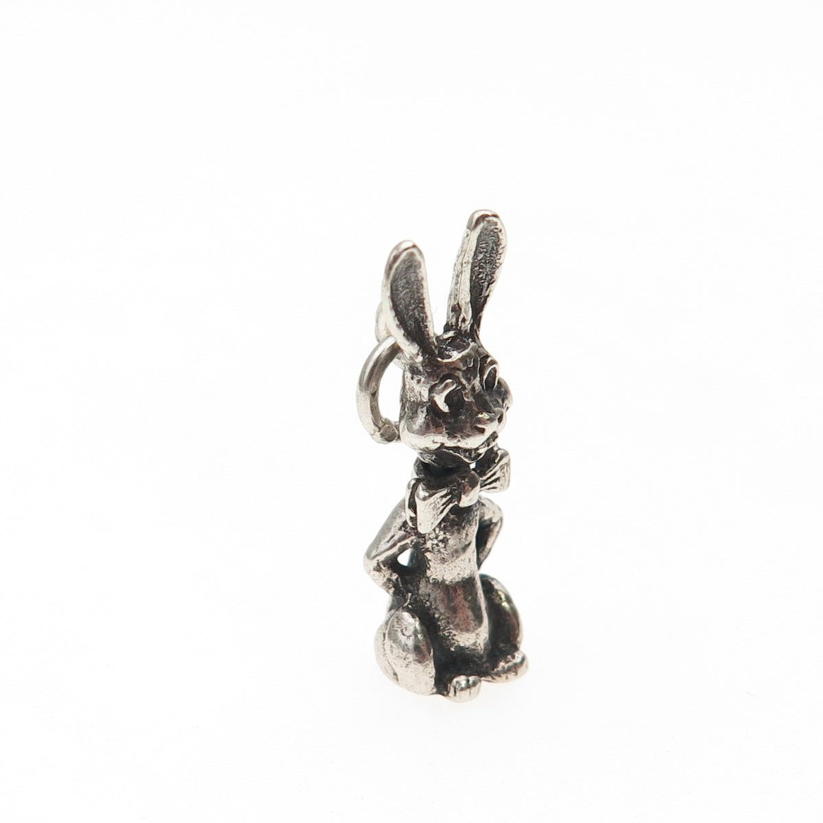 925 Sterling Silver Antique Art Deco Rabbit Movable Mini 3D Charm Pendant