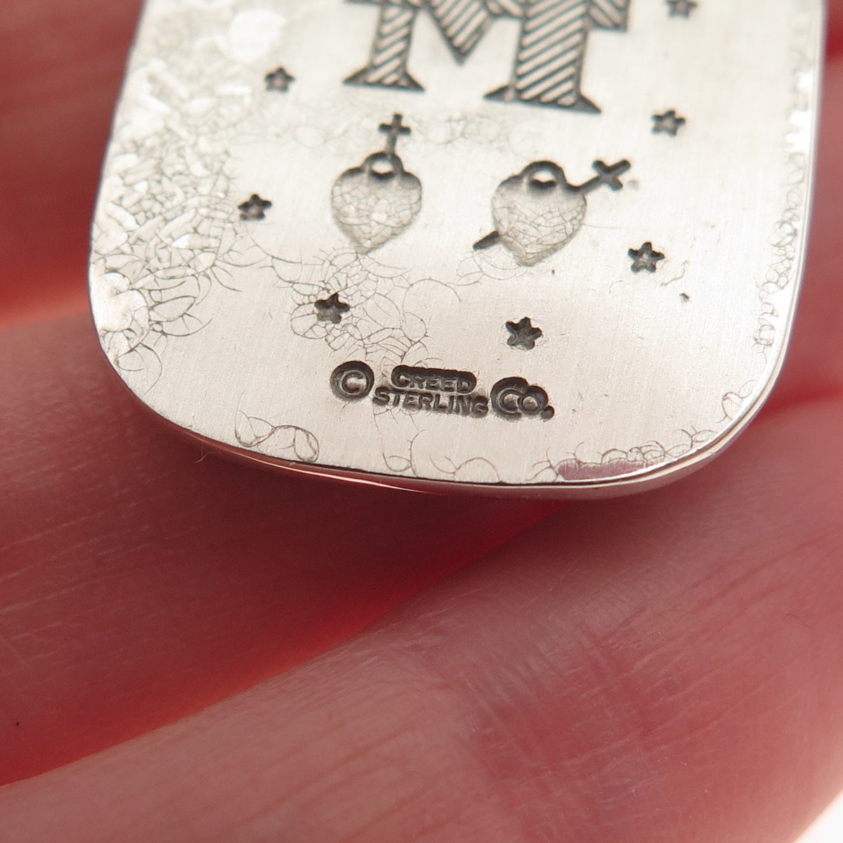 CREED 925 Sterling Silver Vintage Enamel St. Mary Miraculous Charm Pendant