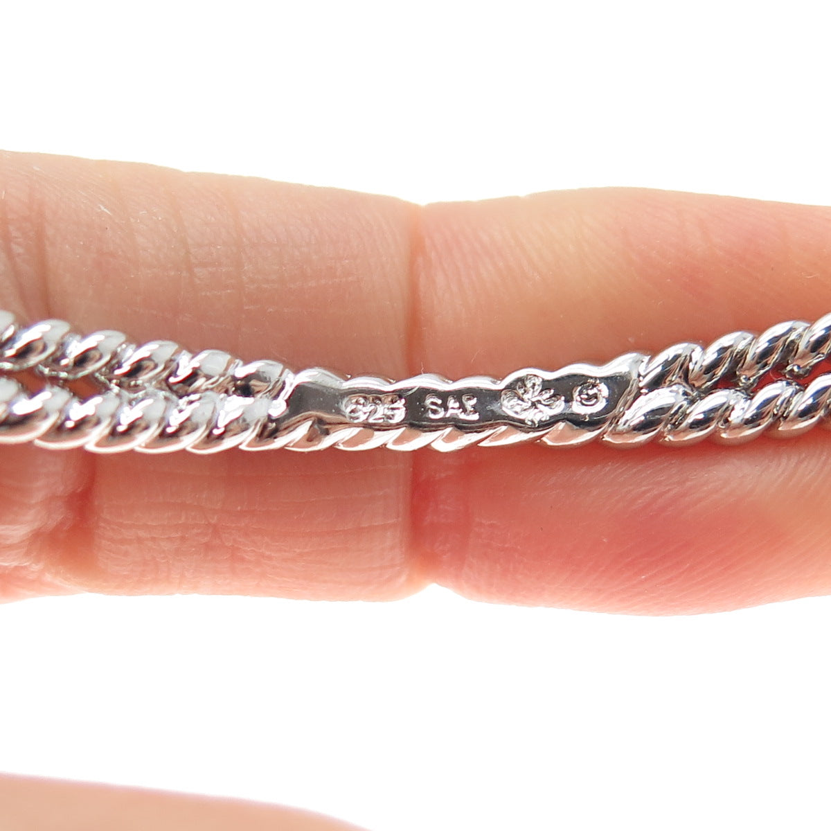 SAI 925 Sterling Silver Twisted Interlocked Crisscross Bangle Bracelet 8"