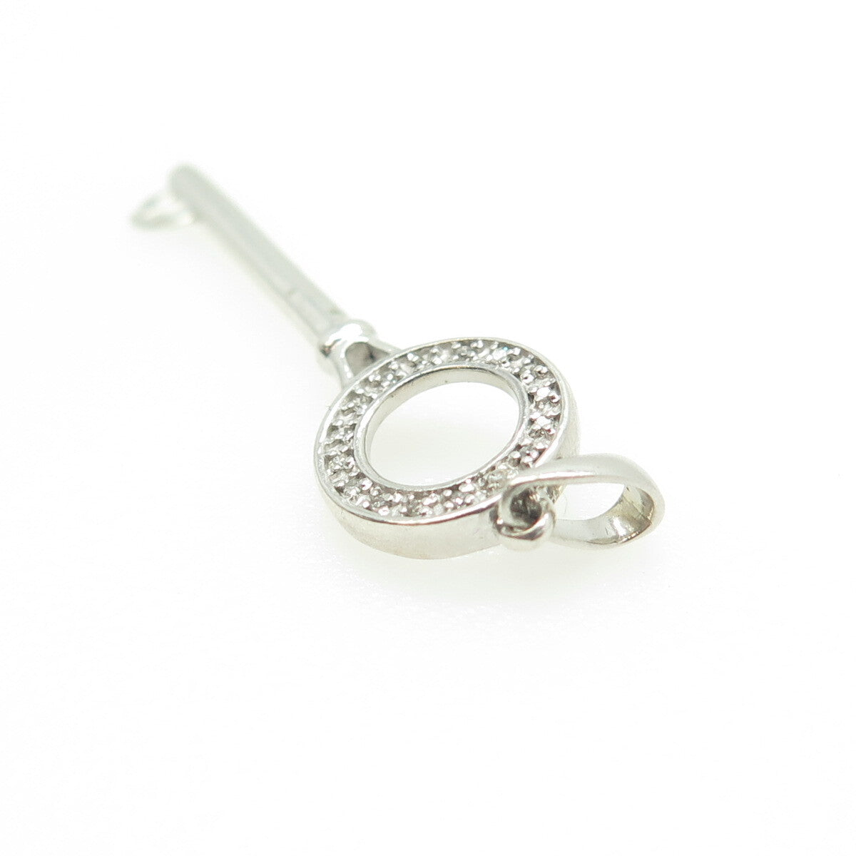 925 Sterling Silver Real Round-Cut White Diamond Circle of Life Key Pendant