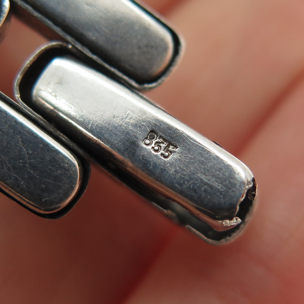 835 Silver Vintage Modernist Panther Link Bracelet 7.25"