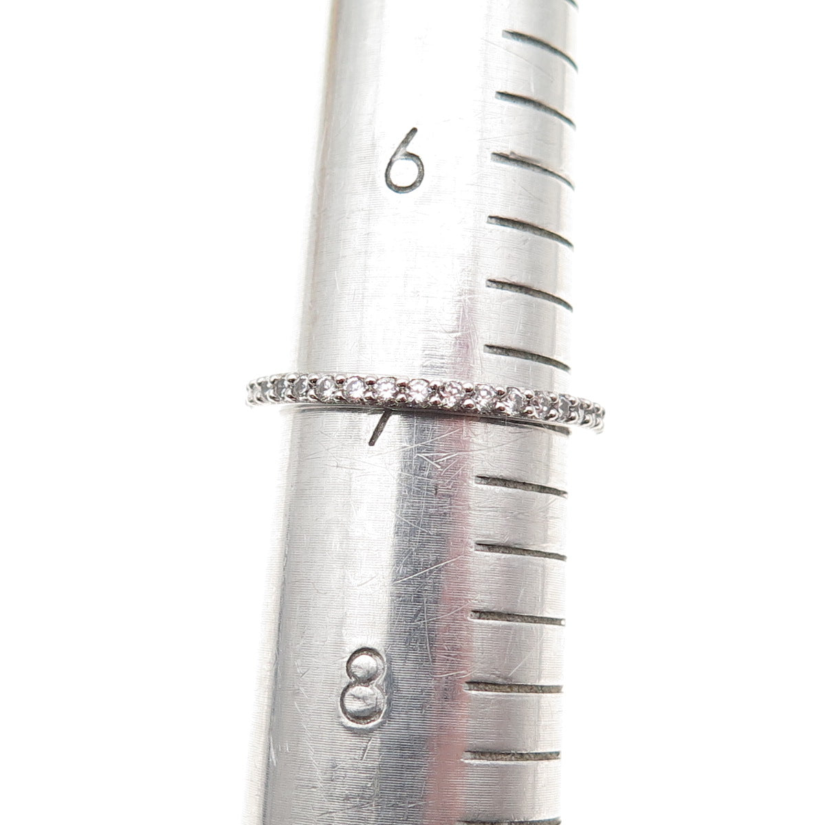 925 Sterling Silver Round-Cut C Z Cross All Around Ring Size 7