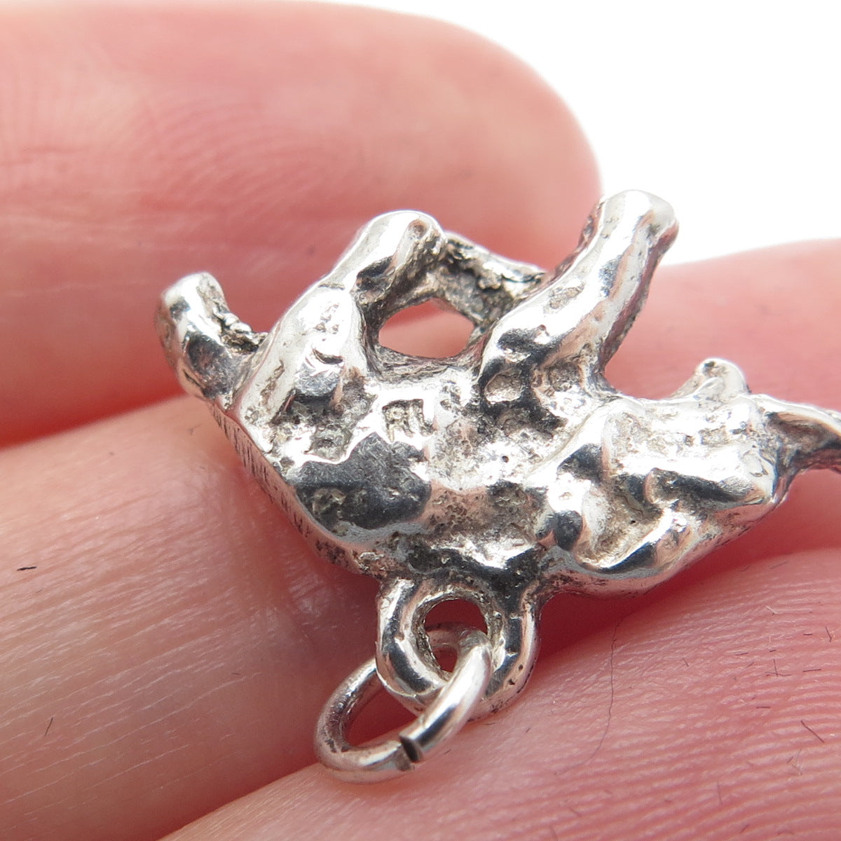 925 Sterling Silver Vintage Running Elephant Oxidized Minimalist 3D Pendant