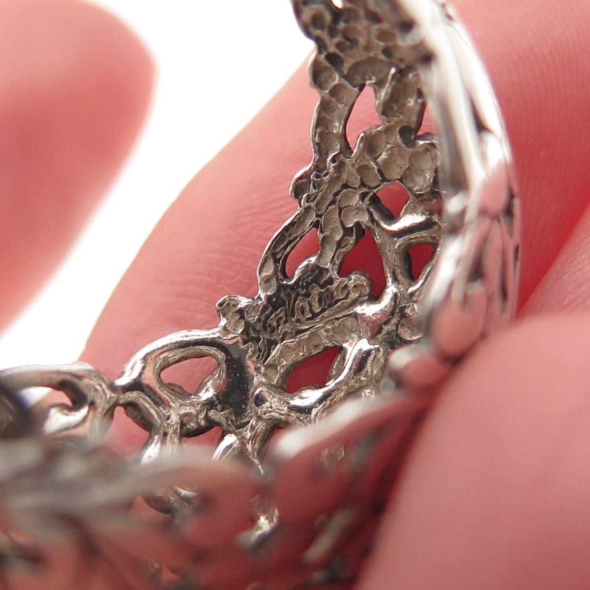 Jezlaine 925 Sterling Silver Vintage Ornate Floral Oxidized Hoop Earrings