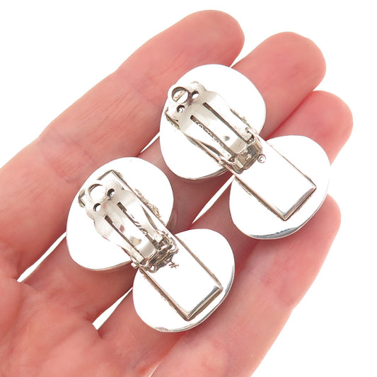 Rebecca Collins 925 Sterling Silver Vintage Real Opal Amethyst Clip On Earrings