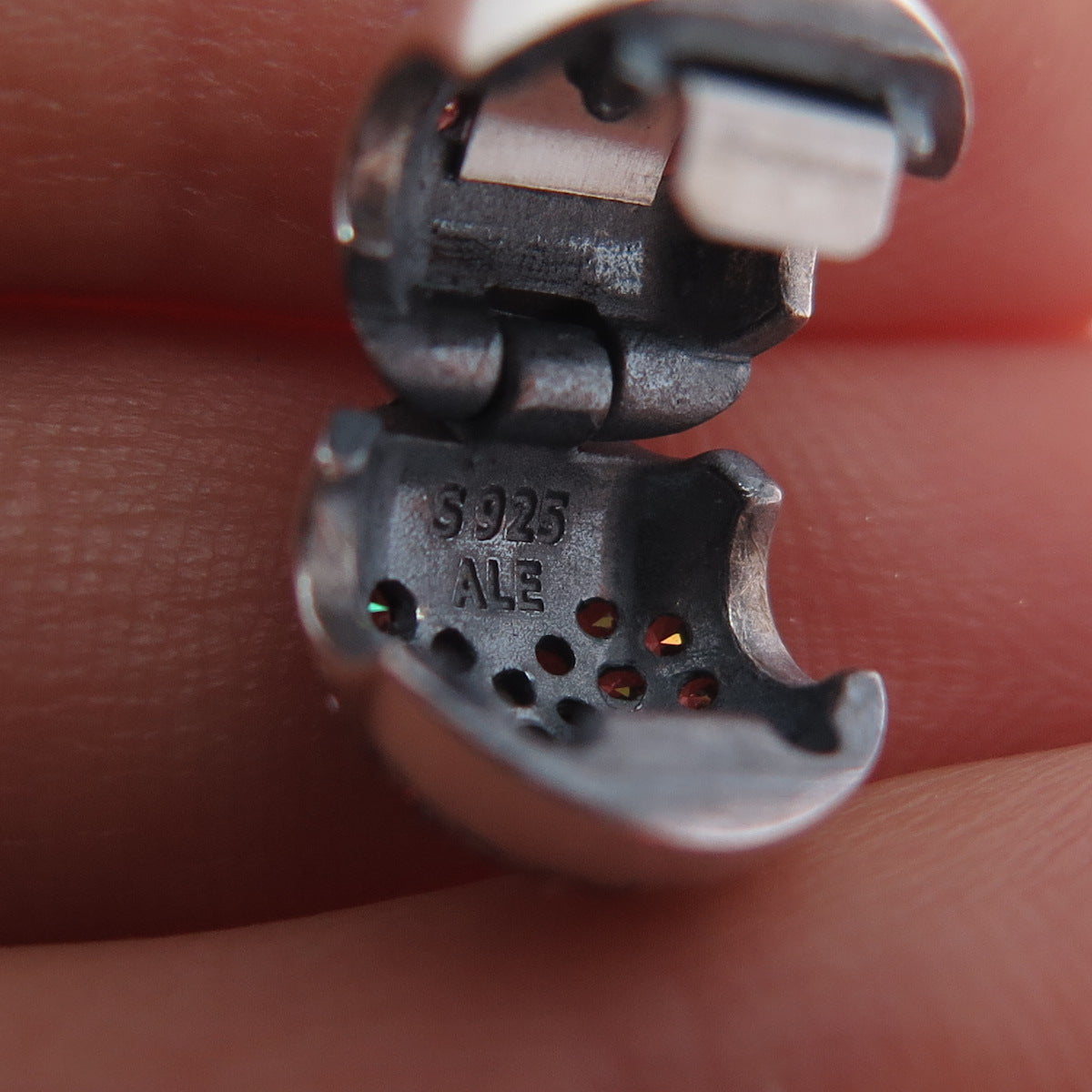 PANDORA 925 Sterling Silver Pink C Z Heart Bead Clip Charm