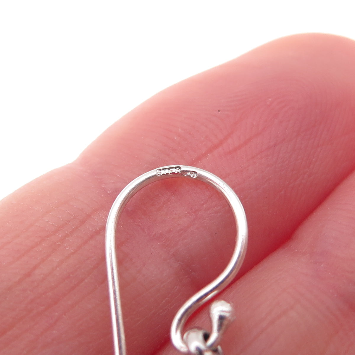 925 Sterling Silver Vintage Real Black Onyx Teardrop Dangle Earrings