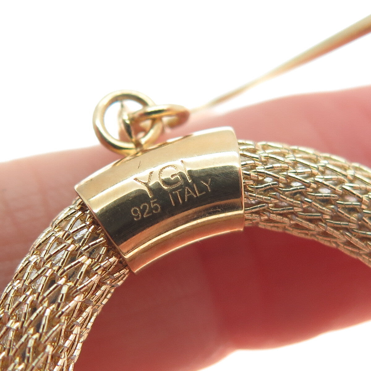 925 Sterling Silver Gold Plated Italy Mesh Oval Circle Dangle Earrings