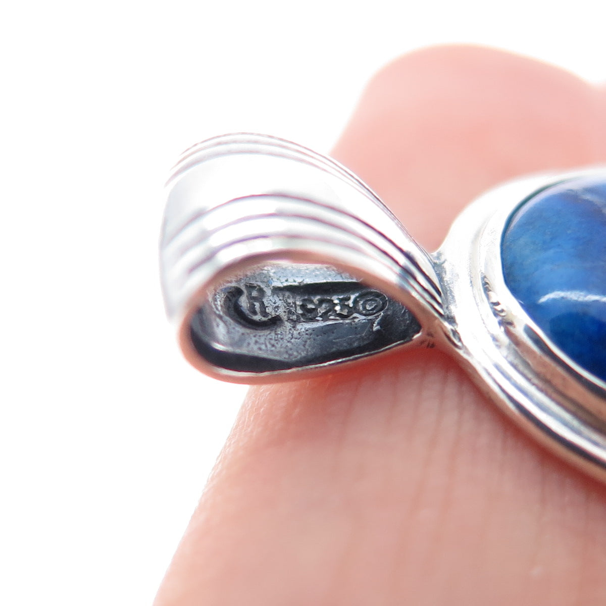 CAROLYN POLLACK Old Pawn 925 Sterling Silver Vintage Lapis Tribal Charm Pendant