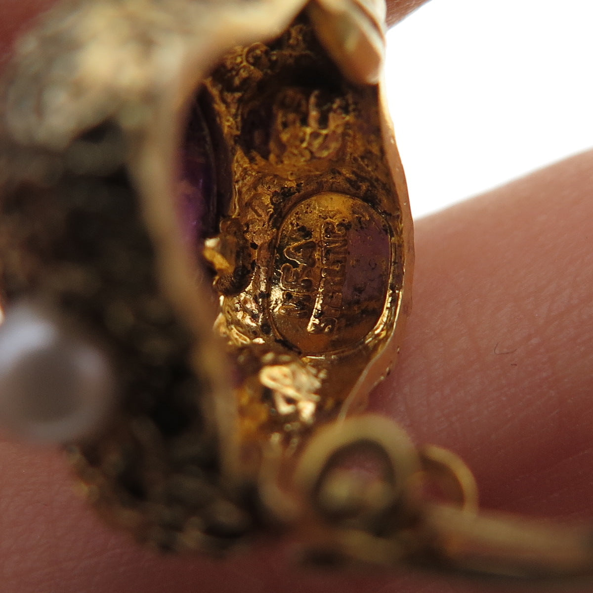 Museum of Fine Arts Sterling Silver GP Vintage Pearl & Amethyst Clip On Earrings