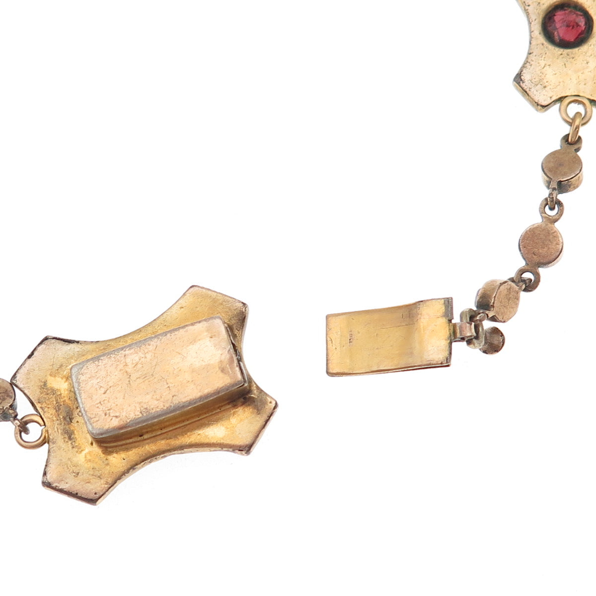 Gold Filled Antique Art Deco Real Bohemian Garnet Necklace 16" (missing stone)