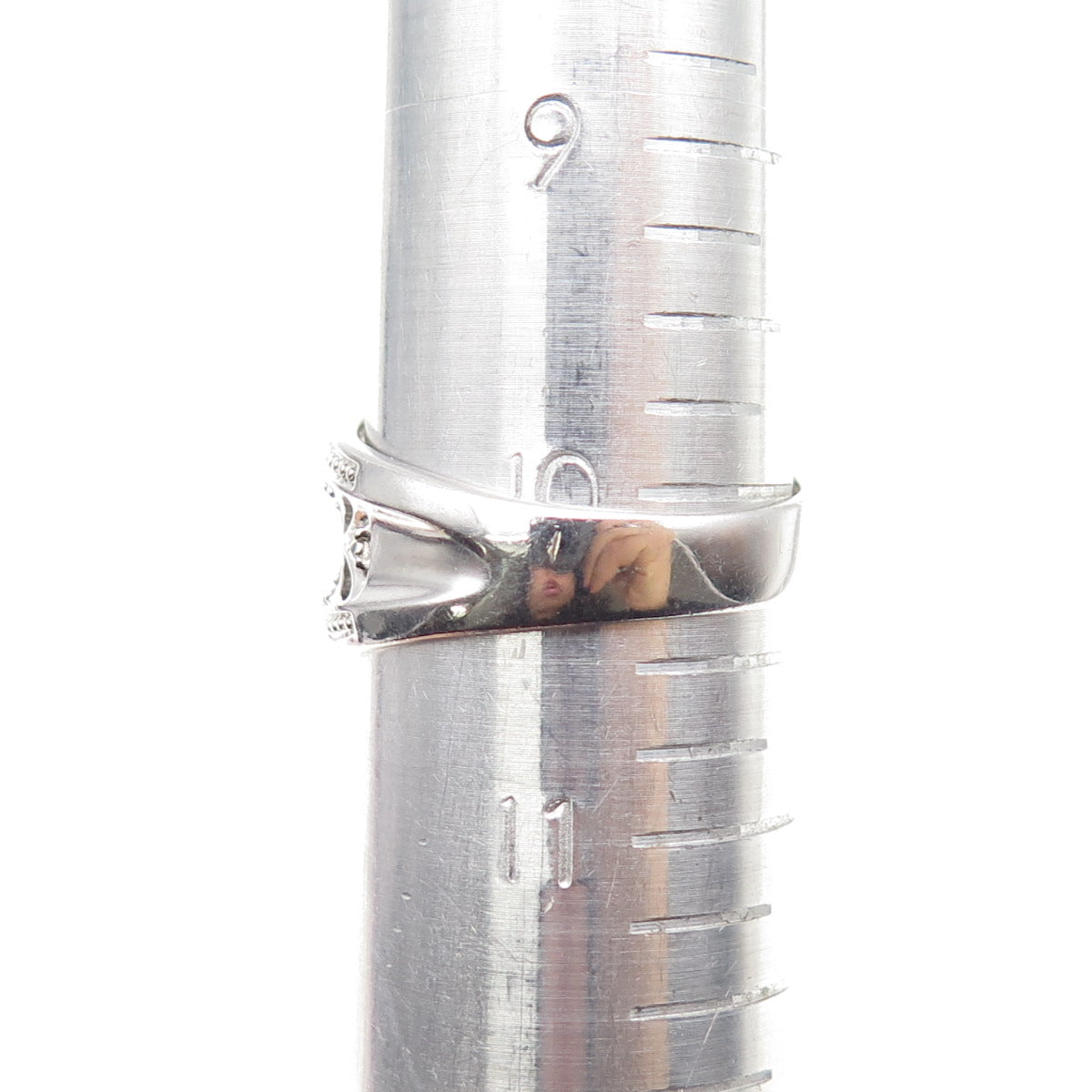 925 Sterling Silver Real Round-Cut Diamond Ring Size 10.25