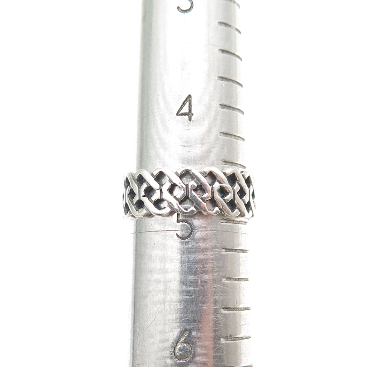 925 Sterling Silver Vintage Celtic Oxidized Band Ring Size 5