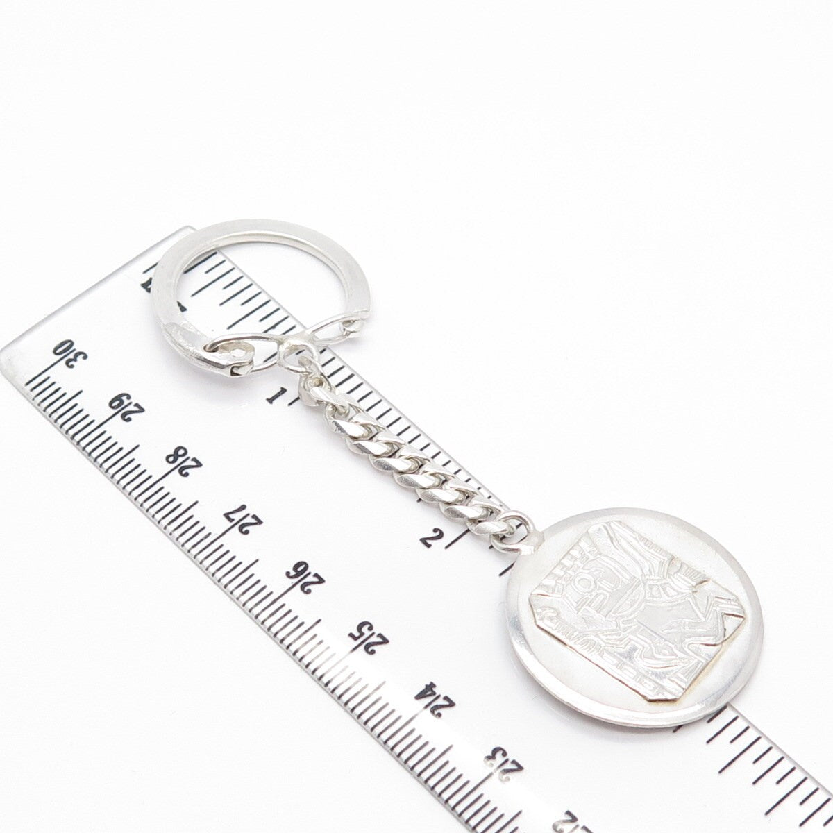 925 Sterling Silver Vintage Tribal God Key Chain Ring