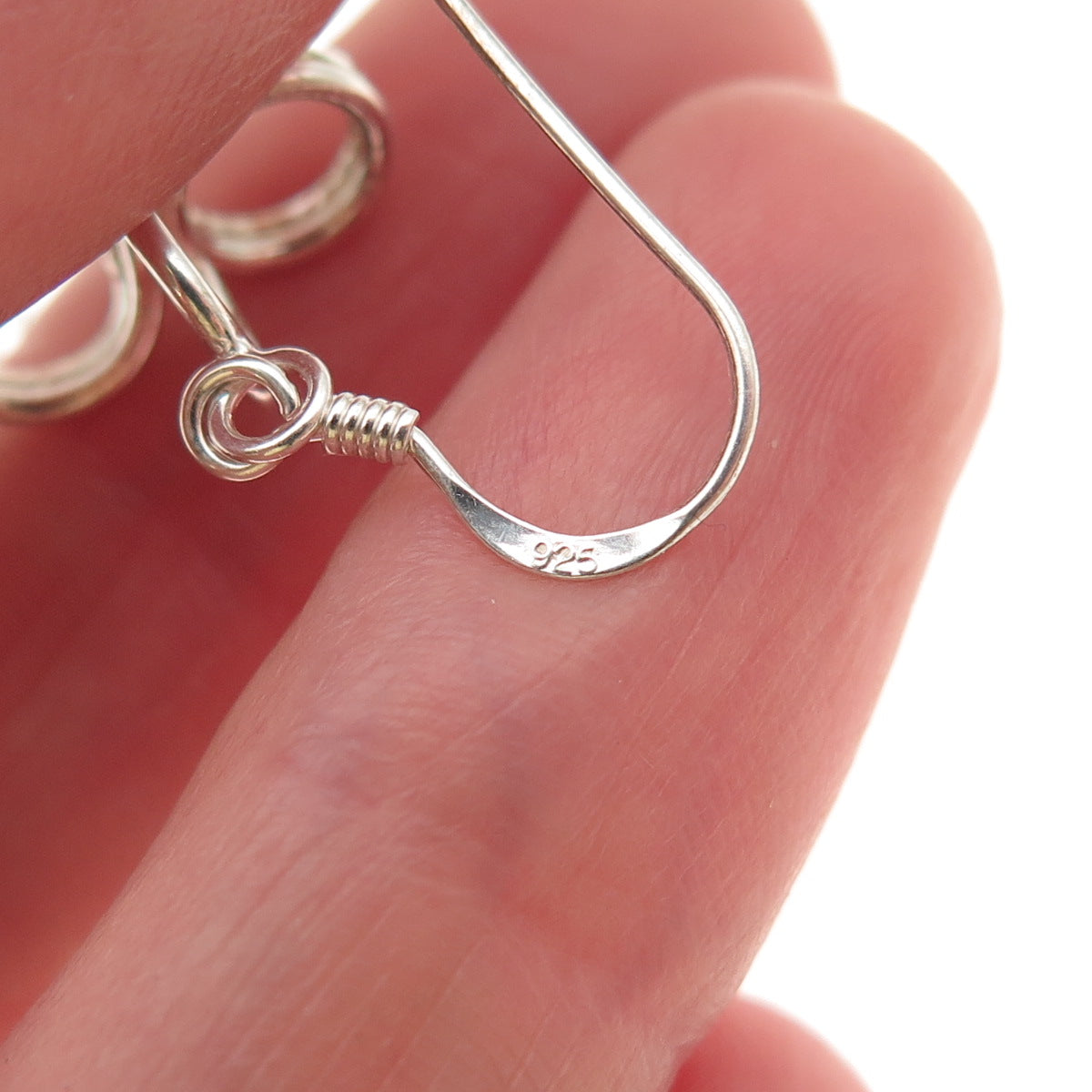 925 Sterling Silver Vintage Modernist Spiral Cross Dangle Earrings