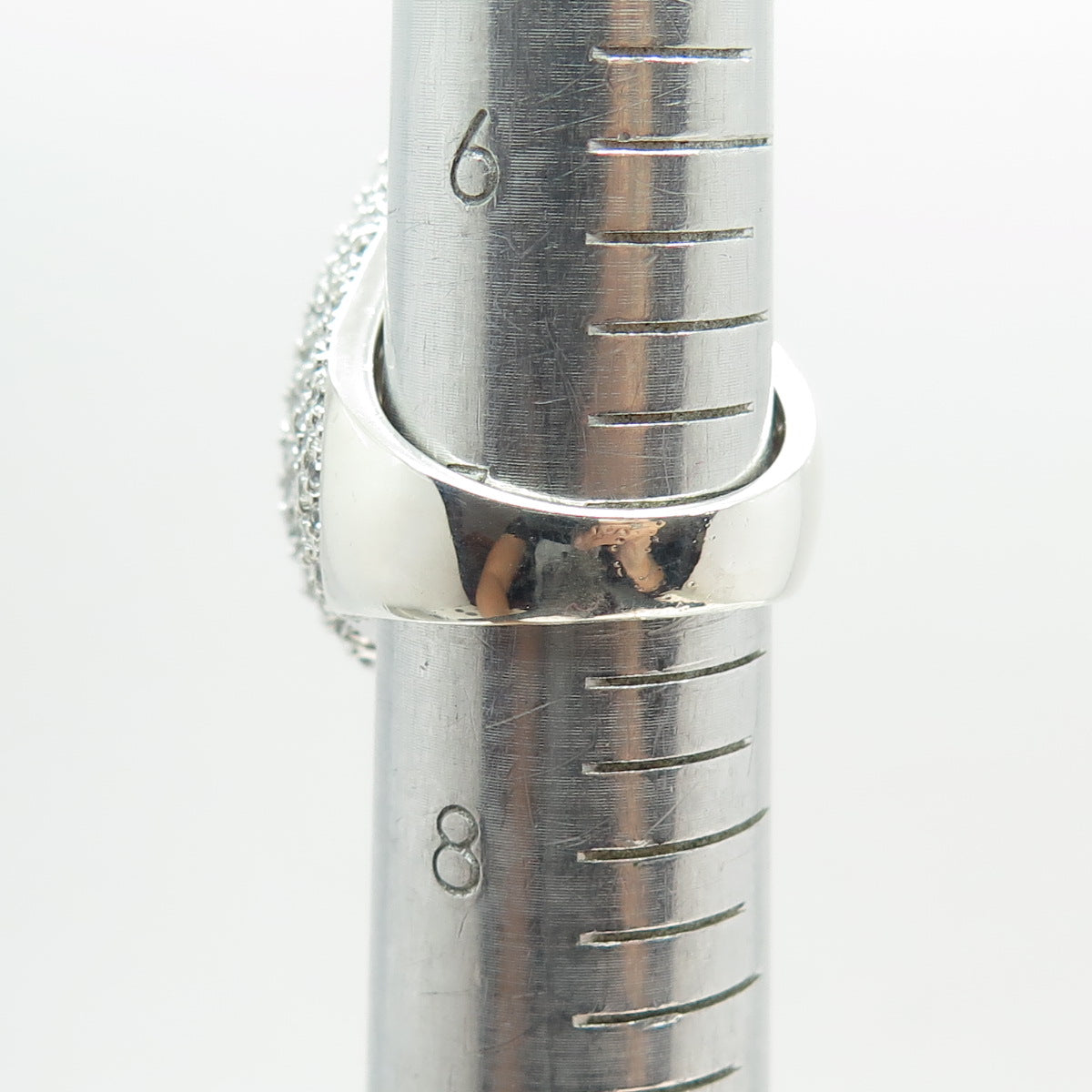 925 Sterling Silver Checkered Nano Garnet C Z Teardrop Statement Ring Size 7.25