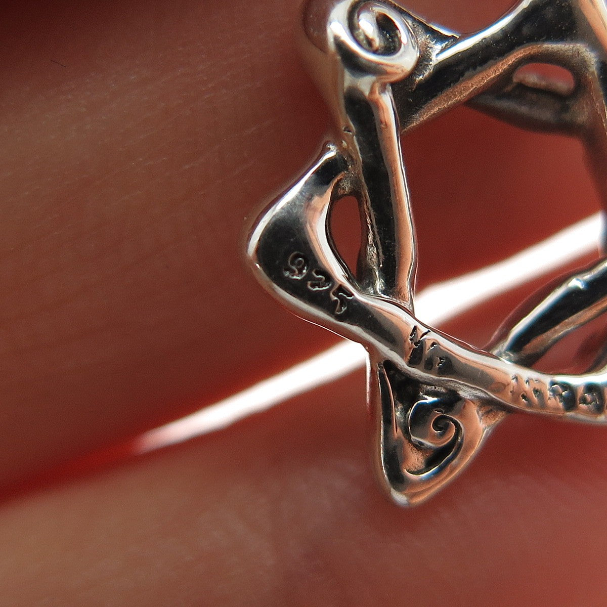 HAGIT GORALI 925 Sterling Silver Vintage Star of David Spring Ring Lock Pendant