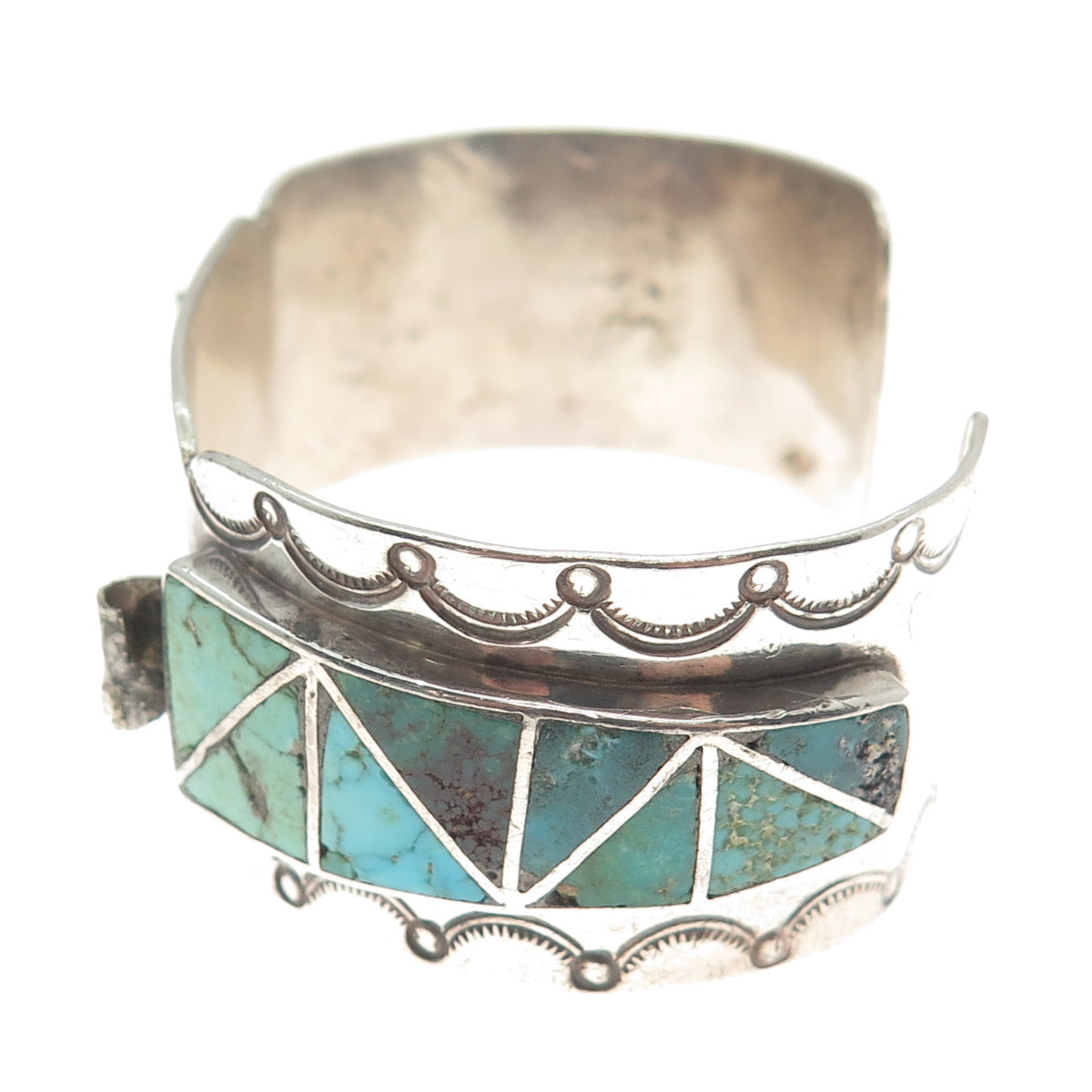 Old Pawn Sterling Vintage Multi-Turquoise Adjustable Watch Band Bracelet 6.5"