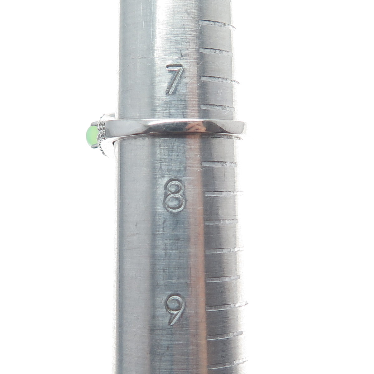 925 Sterling Silver Real Peridot Chalcedony & C Z Ring Size 7.5