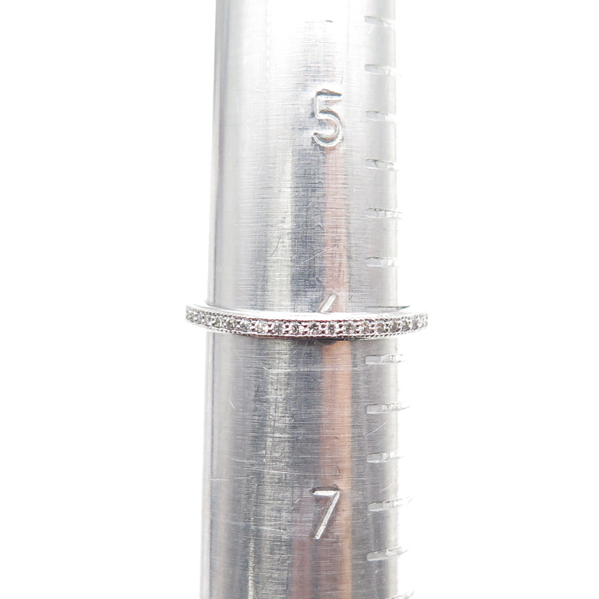 925 Sterling Silver Round-Cut C Z Eternity Stackable Band Ring Size 6