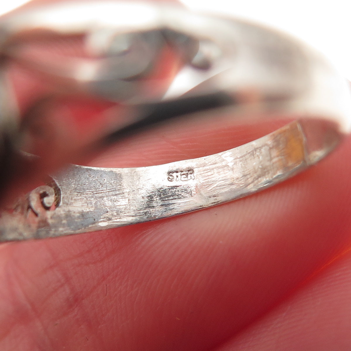 925 Sterling Silver Vintage Real Lapis Lazuli Swirl Ring Size 9