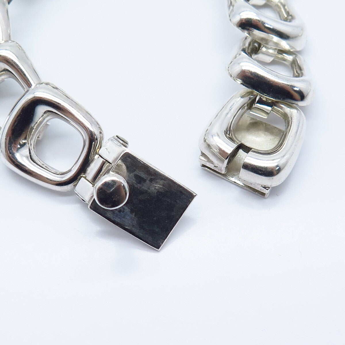 925 Sterling Silver Vintage Square Link Bracelet 7.25"