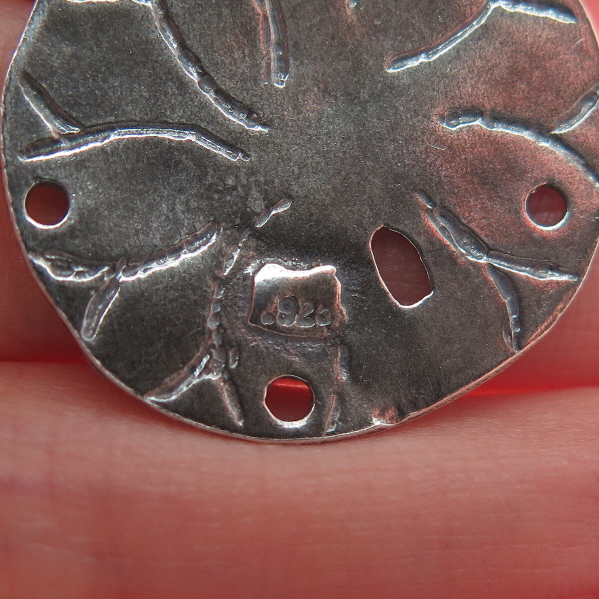 925 Sterling Silver Vintage Sand Dollar Oxidized Round Pendant