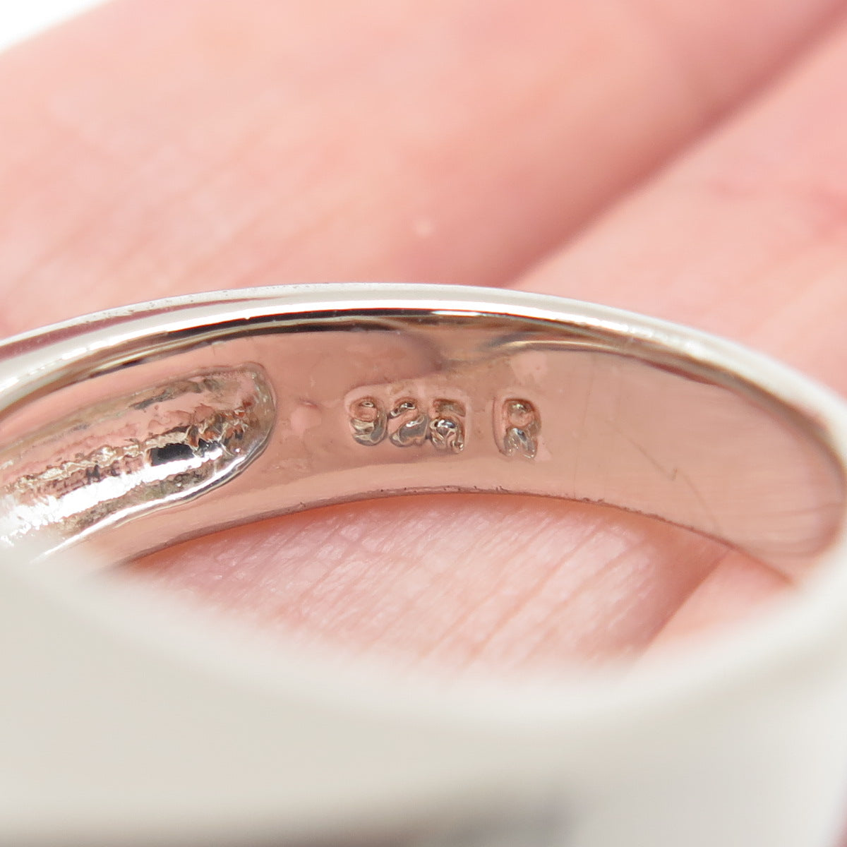 925 Sterling Silver Peach-Color C Z Modernist Statement Ring Size 9