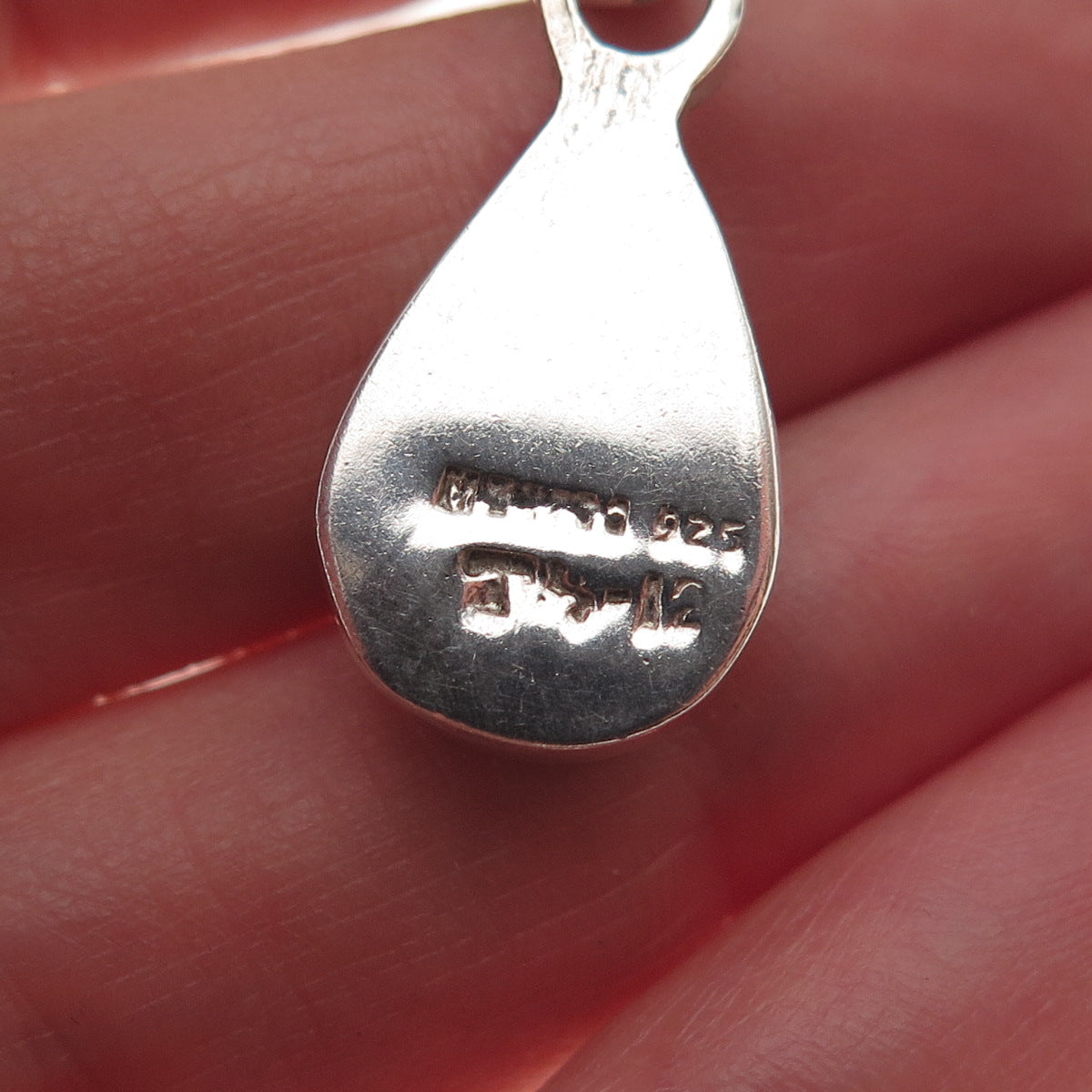 925 Sterling Silver Vintage Mexico Real Bisbee Turquoise Teardrop Charm Pendant