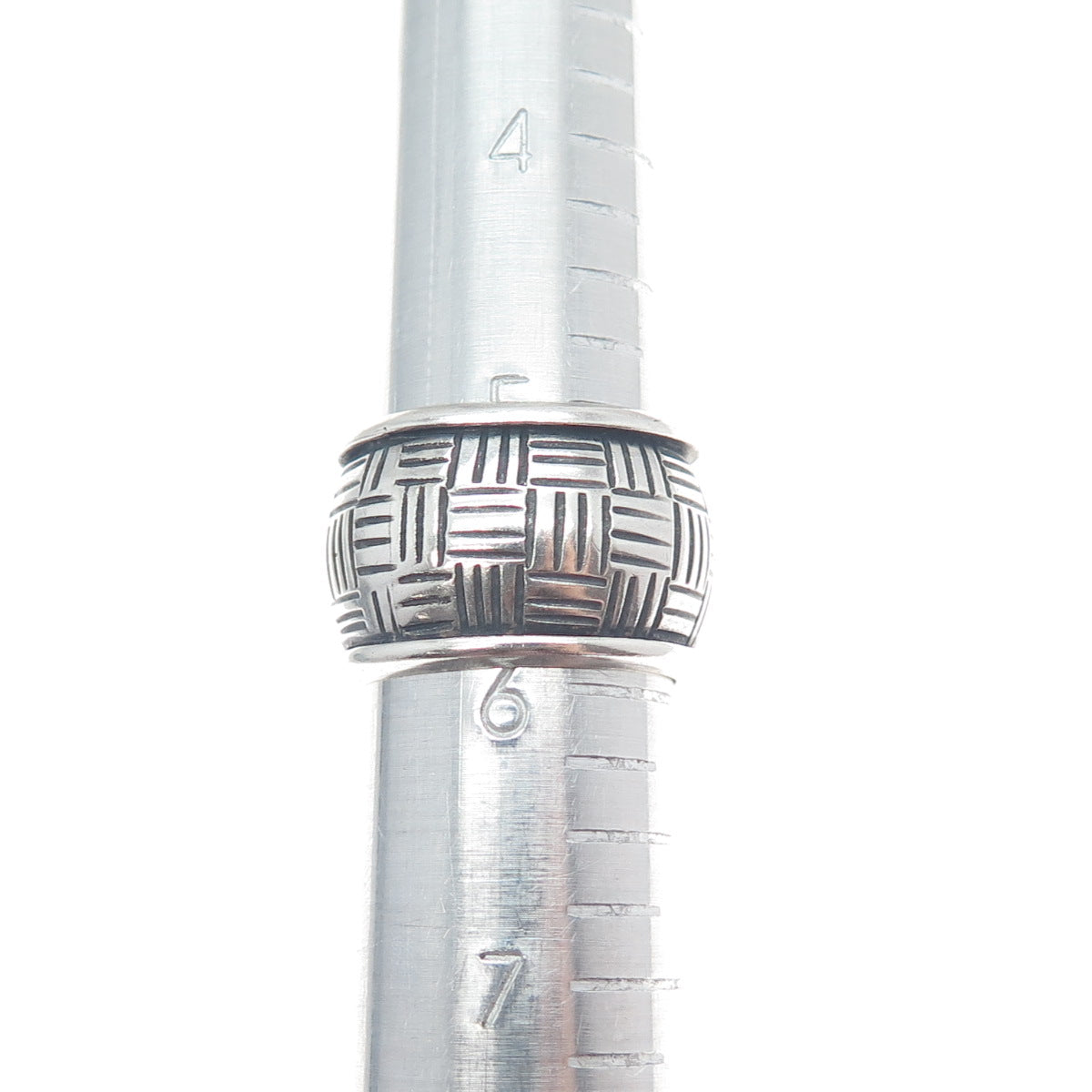 925 Sterling Silver Vintage Cigar Oxidized Wide Band Ring Size 6