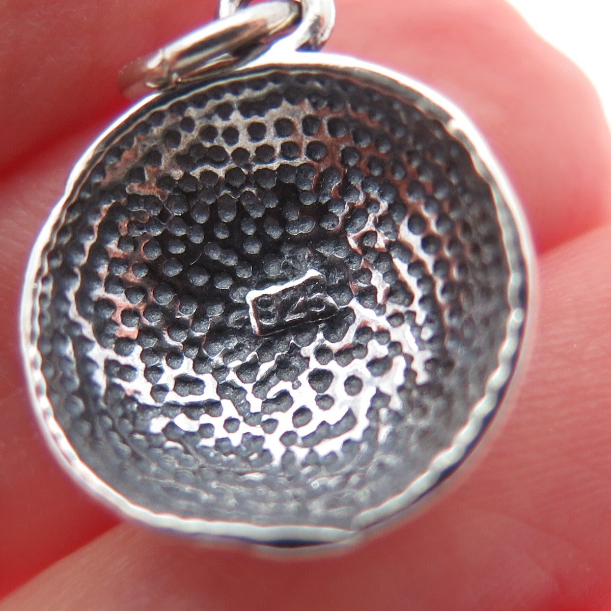925 Sterling Silver Vintage Baseball Ball Oxidized Minimalist Charm Pendant