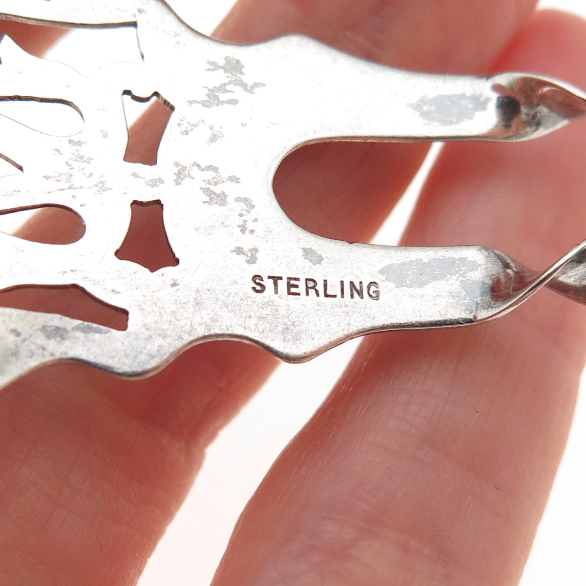 925 Sterling Silver Antique Art Deco Floral Hair Double Pin