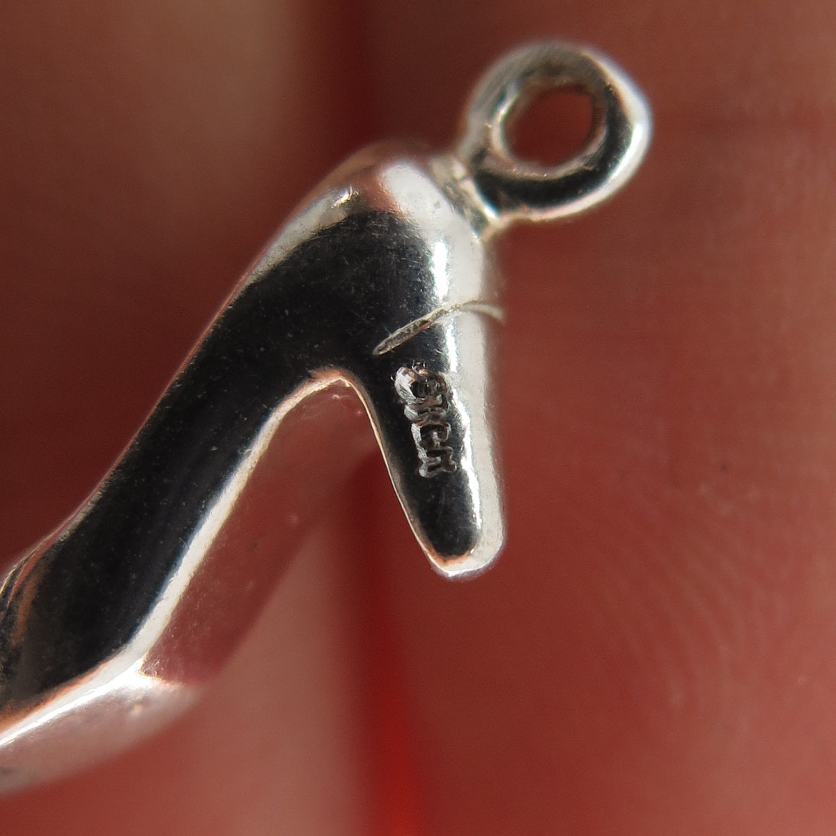 925 Sterling Silver Vintage High Heel Shoe Minimalist 3D Charm Pendant