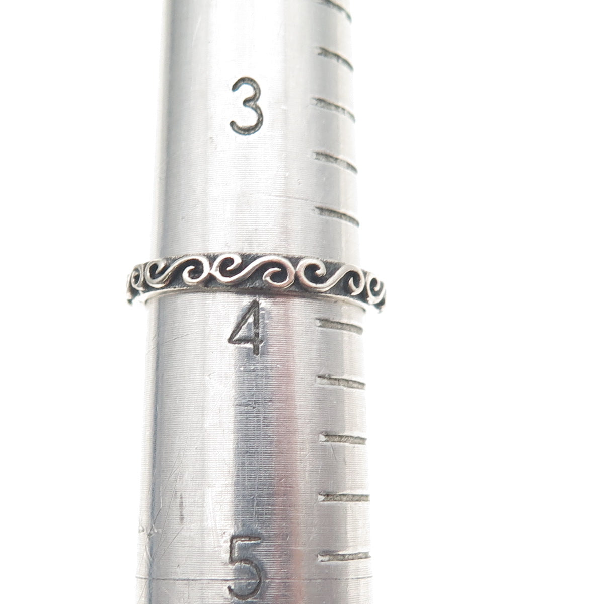 925 Sterling Silver Vintage Swirl Stackable Oxidized Band Ring Size 4