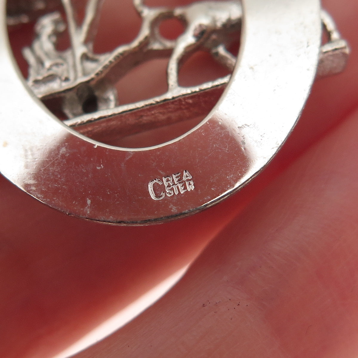 CREA 925 Sterling Silver Vintage Rhinestone Bermuda Carriage Charm Pendant