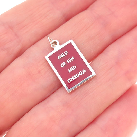 925 Sterling Silver Red Enamel Field of Fun & Freedom Charm Pendant