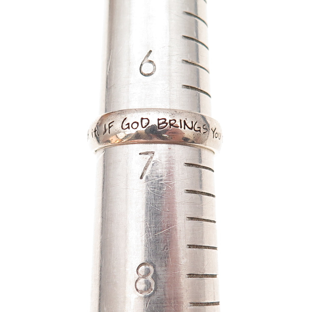 925 Sterling Silver Vintage If God Brings You To It Oxidized Band Ring Size 6.75