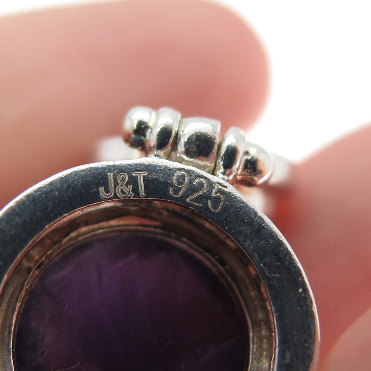 925 Sterling Silver Vintage Real Amethyst & Kunzite Charm Pendant