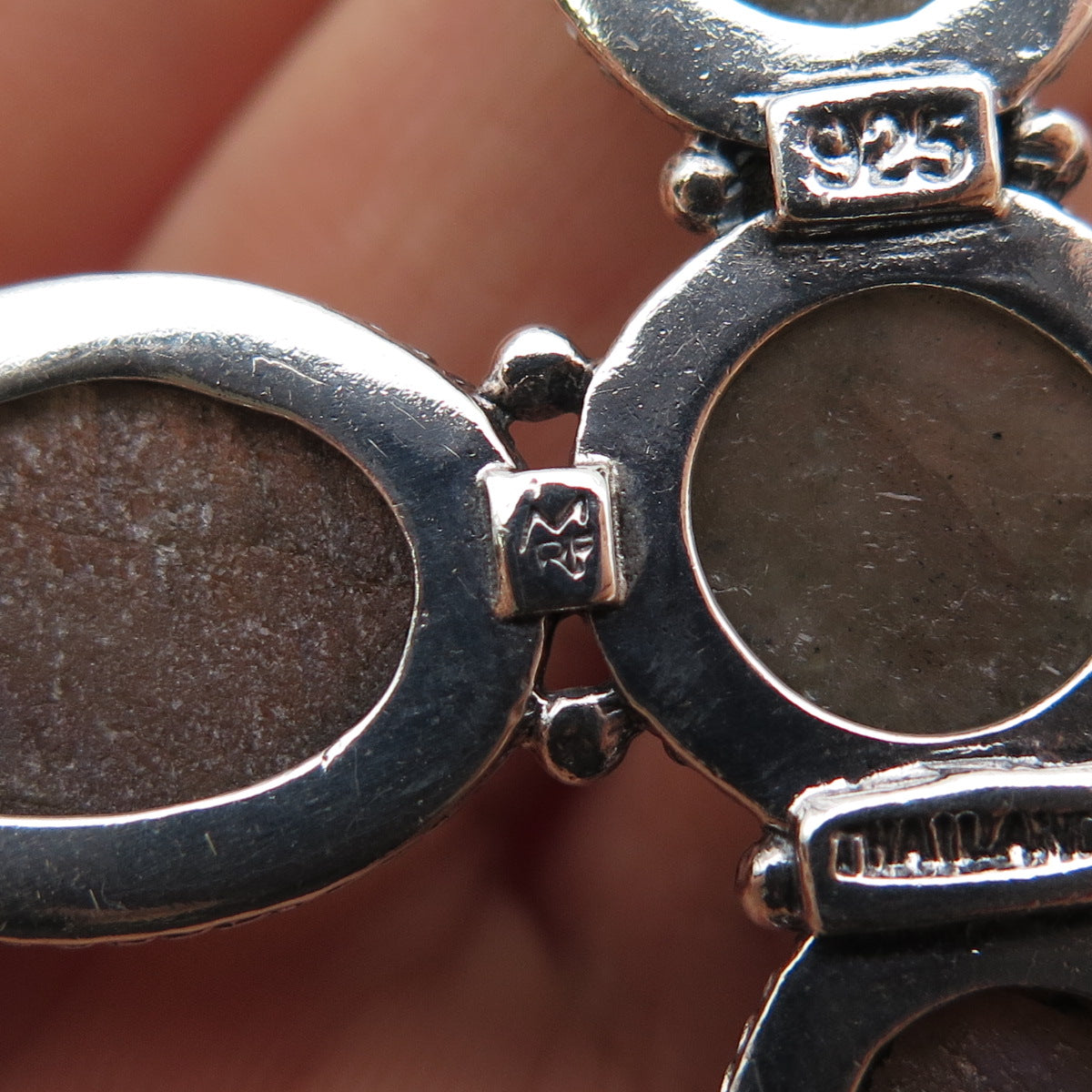 M.R.F. RESOURCES 925 Sterling Silver Vintage Real Labradorite Cross Pendant