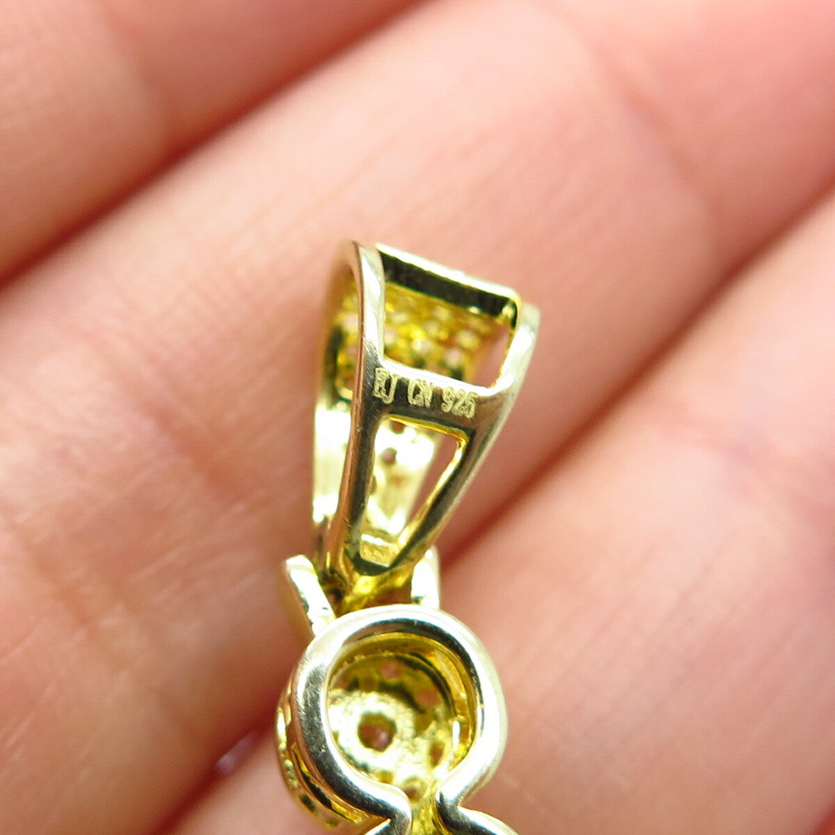 925 Sterling Silver Gold Plated C Z Cross Pendant
