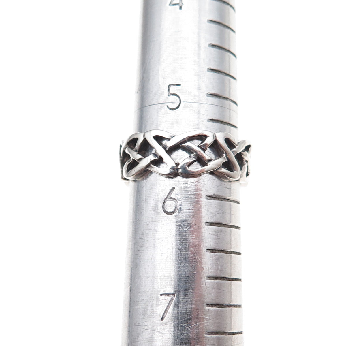 925 Sterling Silver Vintage Celtic Knot Oxidized Band Ring Size 5.75
