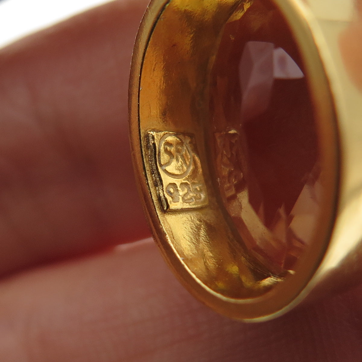 Saphirim-Rahav Sterling Silver Gold Plated Vintage Real Citrine Charm Pendant