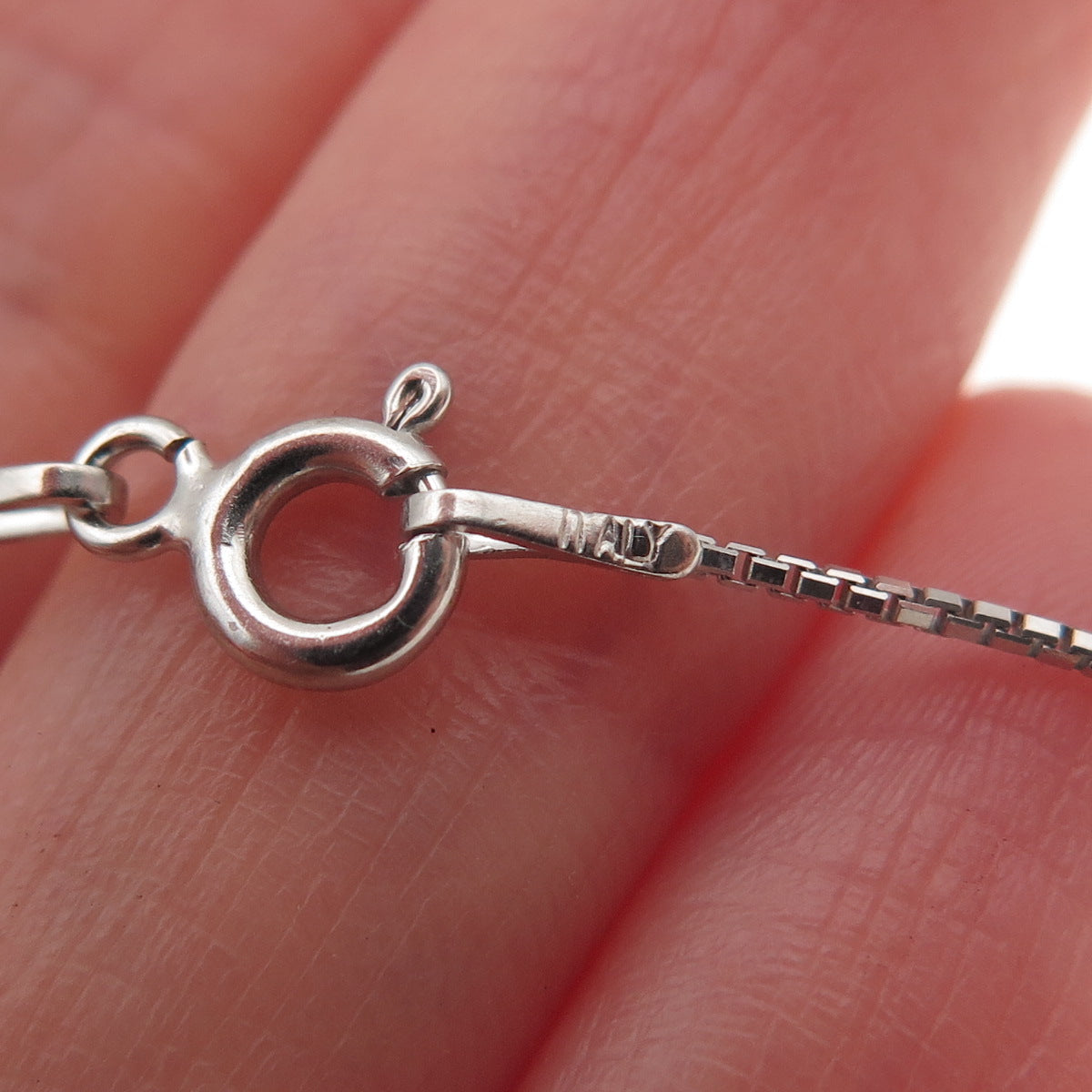 925 Sterling Silver Italy Box Chain Necklace 16"