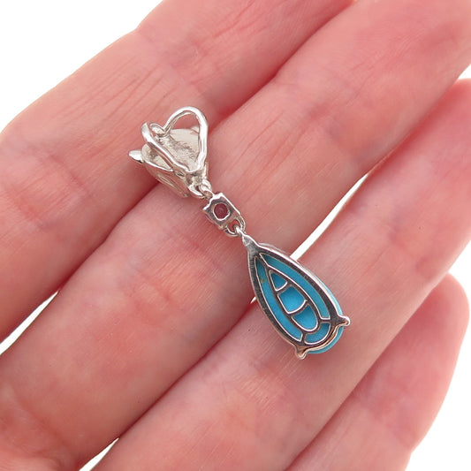 D'Joy 925 Sterling Silver Real Turquoise Tanzanite Spinel Panther Slide Pendant
