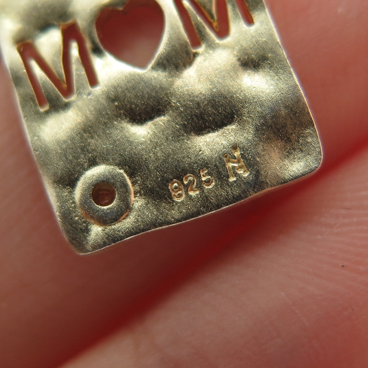 925 Sterling Silver Gold Plated Real Diamond Mom Heart Minimalist Slide Pendant