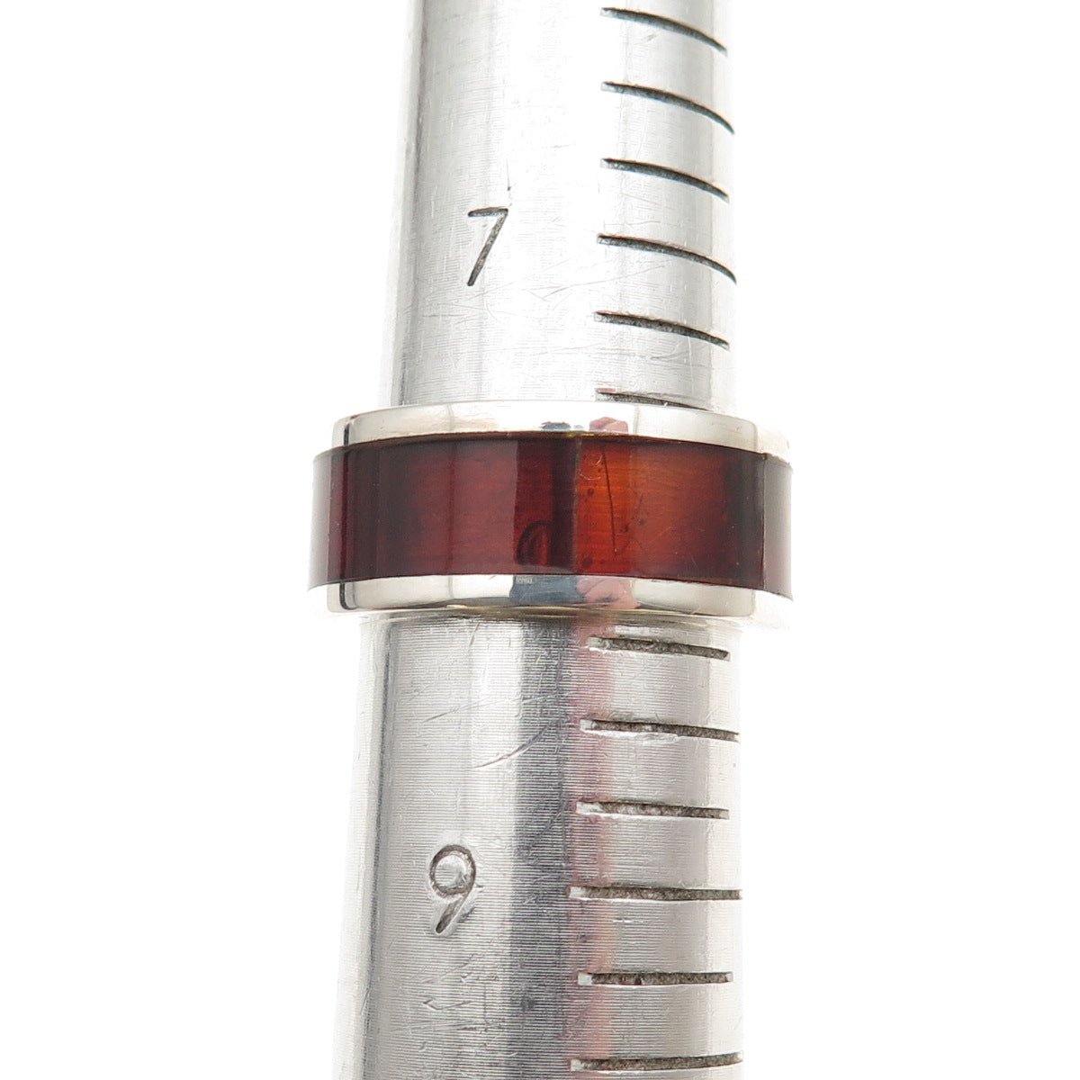 Zac Karen 925 Sterling Silver Vintage Real Amber Modernist Band Ring Size 8.25