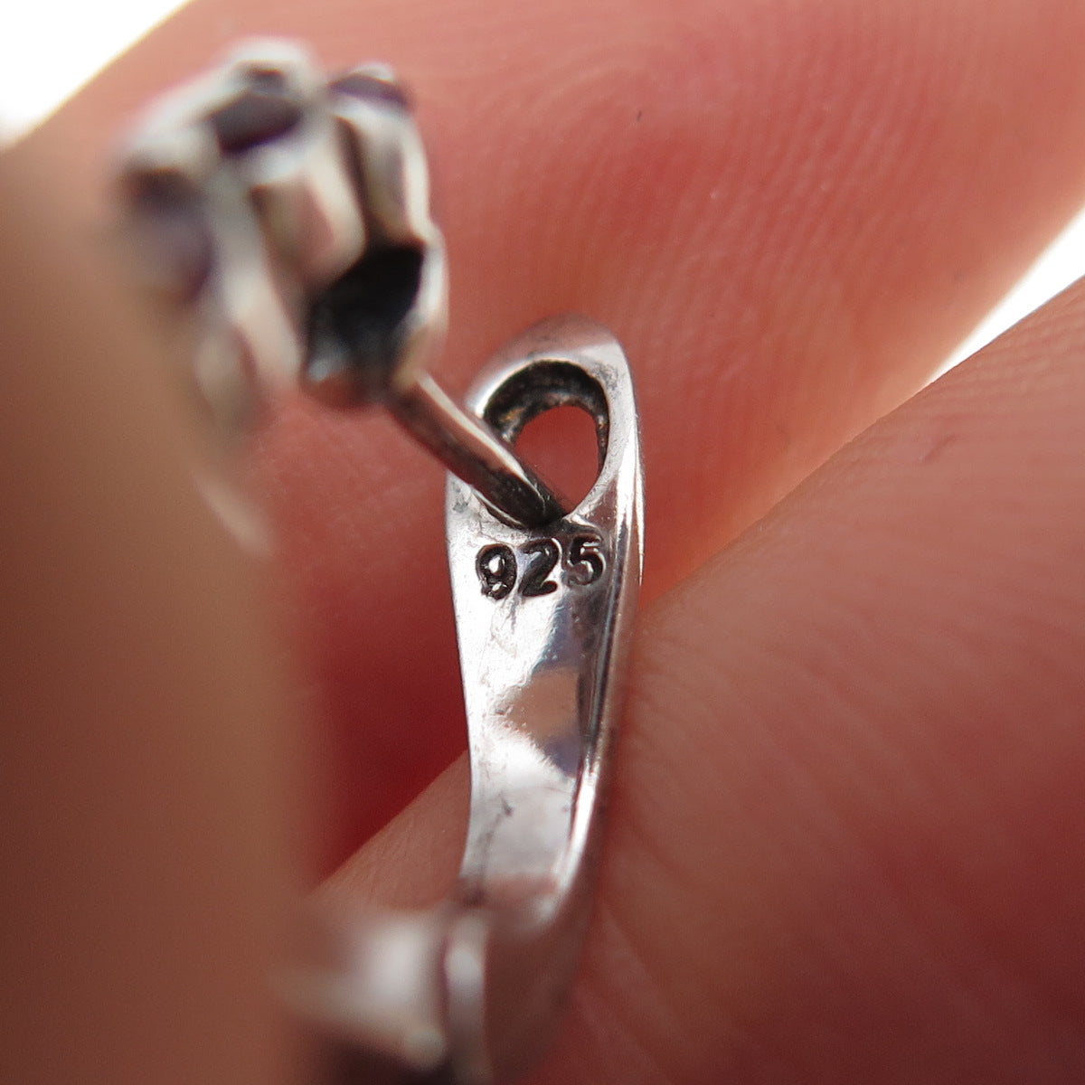 925 Sterling Silver Real Round-Cut Rhodolite Earrings