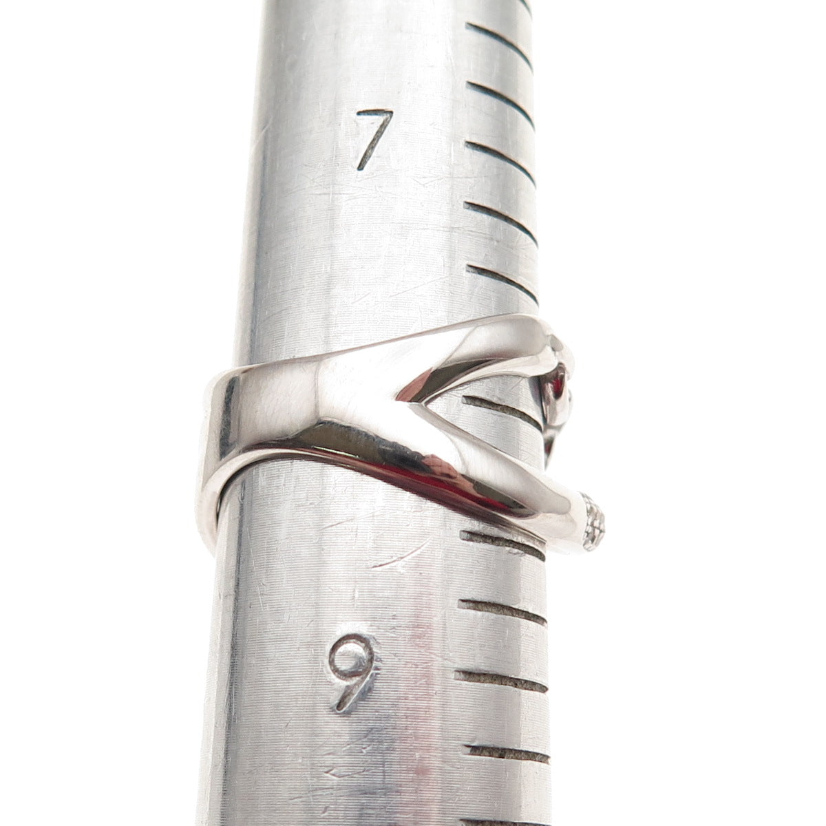 925 Sterling Silver Round-Cut C Z Multi-Chain Crisscross Ring Size 8.25