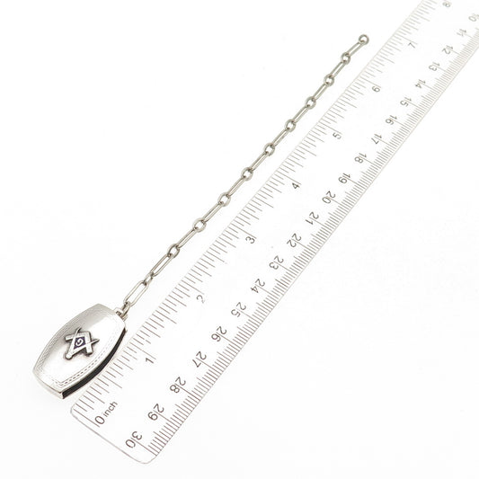 Hickok Quality Sterling Silver Antique Enamel Masonic Pocket Watch Loop Chain